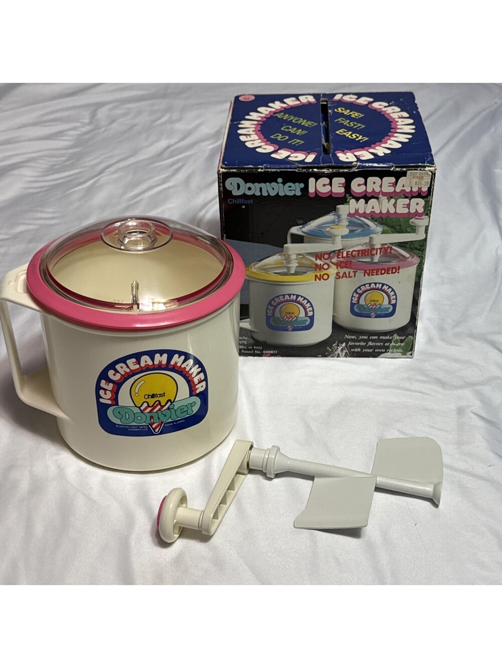 Pink DONVIER 2-Pint Chillfast Manual Crank Ice Cream Maker, READ No Metal Liner